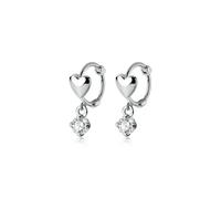Boucles D'oreilles Créoles En Argent Sterling 925 Authentiques Et Romantiques, En Forme De Cœur, En Zircone Cubique Brillant, Pour Femmes, Bijoux De Fête De Mariage