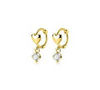 Boucles D'oreilles Créoles En Argent Sterling 925 Authentiques Et Romantiques, En Forme De Cœur, En Zircone Cubique Brillant, Pour Femmes, Bijoux De Fête De Mariage