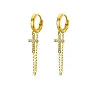 Boucles D'oreilles Créoles En Argent Sterling 925 Avec Chaîne Croisée Et Zircone Cubique Brillante, Style Punk, Pour Femme, Bijoux De Mariage Ou D'anniversaire