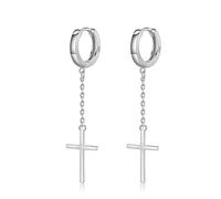 Boucles D'oreilles Créoles En Argent Sterling 925 Avec Chaîne Croisée Pour Femme, Bijoux Fins S925 Pour Fête De Mariage