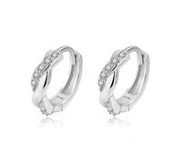 Boucles D'oreilles Créoles En Argent Sterling 925 Avec Croix Torsadée Et Breloques En Oxyde De Zirconium Pour Femme, Bijou Fin S925