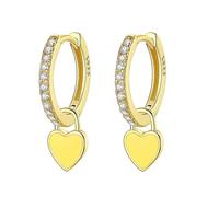 Boucles D'oreilles Créoles En Argent Sterling 925 Avec Cœur Émaillé Pour Femme, Bijoux Fins Et Éblouissants En Oxyde De Zirconium Pour Fête De Mariage