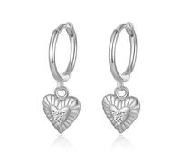 Boucles D'oreilles Créoles En Argent Sterling 925 Avec Pendentif En Forme De Cœur Et De Croix, Idéal Pour Une Fille
