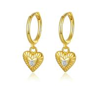 Boucles D'oreilles Créoles En Argent Sterling 925 Avec Pendentif En Forme De Cœur Et De Croix, Idéal Pour Une Fille