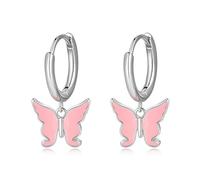 Boucles D'oreilles Créoles En Argent Sterling 925 Avec Pendentif Papillon Émaillé Pour Femme, Bijoux Fins Pour Fête De Mariage, Cadeau