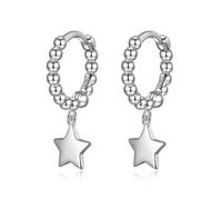 Boucles D'oreilles Créoles En Argent Sterling 925 Avec Perles Rondes Brillantes Et Pendentif Étoile Pour Femmes, Bijoux De Mariage