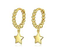 Boucles D'oreilles Créoles En Argent Sterling 925 Avec Perles Rondes Brillantes Et Pendentif Étoile Pour Femmes, Bijoux De Mariage