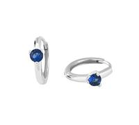 Boucles D'Oreilles Créoles En Argent Sterling 925 avec Zircon Bleu Royal De Septembre, Pierre De Naissance De L'Horoscope 12, Petites Créoles De 11 Mm, Bijoux pour Femmes et Filles