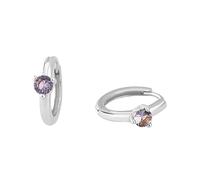 Boucles D'Oreilles Créoles En Argent Sterling 925 avec Zircon Violet De Février, Pierre De Naissance Du 12E Horoscope, Petites Créoles Dormeuses De 11 Mm, Bijoux pour Femmes et Filles