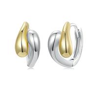 Boucles D'oreilles Créoles En Argent Sterling 925 Bicolore Doré Pour Femme, Créoles À Maillons Torsadés Tendance Et Épais