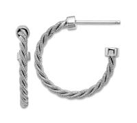 Boucles d'oreilles créoles en argent sterling 925 plaqué rhodium poli et torsadé 22 mm 22,1 x 21,75 mm de large 2,15 mm d'épaisseur pour femme