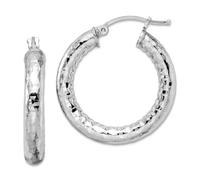 Boucles d'oreilles créoles en argent sterling 925 poli avec tube creux à charnière de 4 mm, 26 x 25 mm de large, 4 mm d'épaisseur