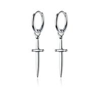 Boucles D'oreilles Créoles En Argent Sterling 925 Pour Femmes, Breloques Style Poignard Gothique, Croix, Bijoux Pour Filles Et Garçons