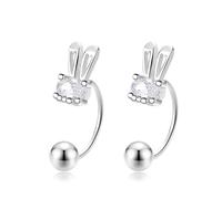 Boucles D'oreilles Créoles En Argent Sterling 925 Pour Filles, Mignonnes, En Forme De Lapin, En Zircone Cubique, Pour Fête De Mariage, Bijoux Fins S925