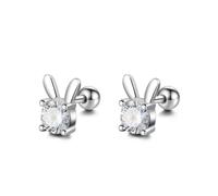 Boucles D'oreilles Créoles En Argent Sterling 925 Pour Filles, Mignonnes, En Forme De Lapin, En Zircone Cubique, Pour Fête De Mariage, Bijoux Fins S925