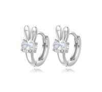Boucles D'oreilles Créoles En Argent Sterling 925 Pour Filles, Mignonnes, En Forme De Lapin, En Zircone Cubique, Pour Fête De Mariage, Bijoux Fins S925