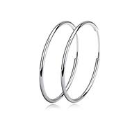 Boucles d'oreilles créoles en argent sterling avec cercles infinis pour femme, boucles d'oreilles créoles tendance en or pour femme, daimètre 20, 30, 40, 50, 60, 70, 80 mm, Argent sterling Argent