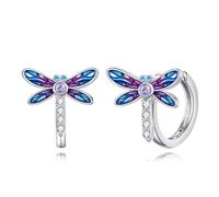 Boucles d'oreilles créoles en argent sterling avec motif libellule, papillon, abeille, colibri, insecte, animal, taille unique, Argent sterling, Pas de gemme