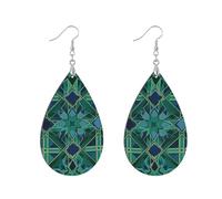 Boucles d'oreilles créoles en bois africain africain - Boucles d'oreilles ethniques naturelles pour St Patrick - Bijoux tendance - Fournitures cadeaux - Boho vert vintage fleurs watertrop aretes