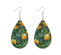 Boucles d'oreilles créoles en bois africain naturel naturel ethnique boucles d'oreilles pour la Saint-Valentin, bijoux tendance, fournitures cadeaux, feuilles jaunes et vertes citron, watertrop aretes