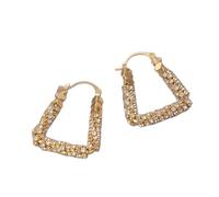 Boucles d'oreilles créoles en cuivre plaqué or, Double rangée strass incrusté Triangle cliquez boucle d'oreille supérieure, boucles d'oreilles étincelantes déclaration géométrique pour les femmes bijo