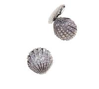 Boucles d'oreilles créoles en forme de coquillage en argent et oxyde de zirconium pour femme, bijoux sur le thème de l'océan et de la plage pour le quotidien et les fêtes