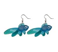 Boucles d'oreilles créoles en forme de croix drôles, mignonnes, uniques et légères - Pendentif poisson rouge - Cadeau pour filles et femmes - En silicone, taille unique, Colle flexible, Pas de pierre