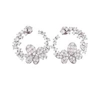 Boucles d'oreilles créoles en forme de fleur, boucles d'oreilles florales pour femme, bijoux floraux, strass creux, bijoux tendance en argent pour femme