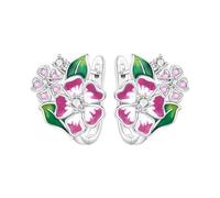 Boucles d'oreilles créoles en forme de fleur de cerisier, clous minimalistes en argent pour une tenue professionnelle et de soirée