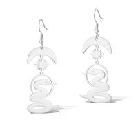 Boucles d'oreilles créoles en forme de serpent, soleil, lune, style bohémien, pour femme, taille unique, Acier inoxydable, Pas de gemme