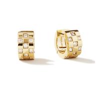 Boucles d'oreilles créoles en or 14 carats et oxyde de zirconium - Hypoallergéniques, résistantes à l'eau et ne ternissent pas - Créoles élégantes en or (Eden)
