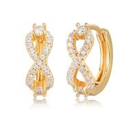 Boucles d'oreilles créoles en or jaune 18 carats pour femmes Everstone avec zircone cubique, bijoux Huggie pour femmes, filles, adolescentes - Cadeaux de fête des mères, d'anniversaire ou de Noël