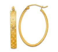 Boucles d'oreilles créoles en or jaune massif 14 carats satiné poli et étincelant - 28,91 x 20,84 mm de large - 4 mm d'épaisseur - Pour femme