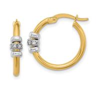 Boucles d'oreilles créoles en or massif 14 carats avec zircone cubique polie et imitation diamant 19,3 x 18,5 mm de large 4 mm d'épaisseur pour femme