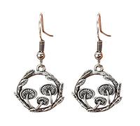 Boucles d'oreilles créoles en perles avec pendentif en forme de plante - Style rétro - 1 paire - Compatible avec macramé - Pour femme, taille unique, Cuivre, Pas de gemme