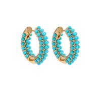 Boucles d'Oreilles Créoles En Perles Turquoise Pour Femmes Et Filles, Cartilage, Plaqué Or 14 Carats, Huggie, Cerceaux Minimalistes, Piercing, Bijoux Tendance, Cadeaux