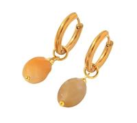 Boucles D'Oreilles Créoles En Pierres Précieuses Pour Femmes, Perles Ovales En Jade Jaune, Pendantes, Amovibles, Faites À La Main, Légères, Géométriques, Bijoux De Plage Pour L'Été