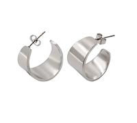 Boucles d'oreilles créoles épaisses en acier inoxydable plaqué or hypoallergénique en forme de U/C minimaliste, boucles d'oreilles géométriques pour femme, Argent, Pas de gemme