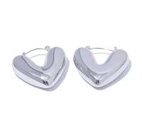 Boucles D'oreilles Créoles Épaisses En Forme De Cœur, Bijoux Polyvalents Et À La Texture Charmante