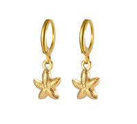 Boucles d'Oreilles Créoles Étoile de Mer Océan Acier Inoxydable pour Femme Mère Amie Bijou Animal Marin Accessoire Plage Été Cadeau Charme (Plaqué or)