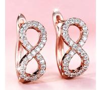 Boucles d'oreilles créoles exquises en oxyde de zirconium brillant pour femme - Boucles d'oreilles tendance en or rose