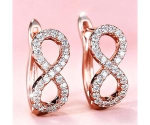 Boucles d'oreilles créoles exquises en oxyde de zirconium brillant pour femme - Boucles d'oreilles tendance en or rose
