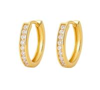 Boucles d'Oreilles Créoles Femme Plaqué Or 18K - Anneau 16mm Pavage Zirconium - Brillance Éternelle - Fermoir Sécurisé - Bijou Classique