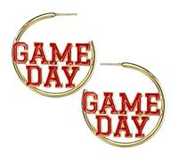 Boucles d'oreilles créoles Game Day - Équipe de football - Pour femme, Zinc, Pas de pierre précieuse