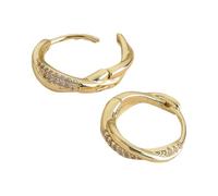 Boucles d'oreilles créoles géométriques modernes avec cristaux scintillants - Accessoires d'oreille tendance pour un usage quotidien - Boucles d'oreilles rondes d'architecte