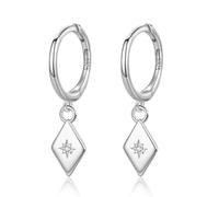 Boucles D'oreilles Créoles Géométriques Simples En Argent Sterling 925 Et Zircone Cubique Pour Femmes, Bijoux Punk Pour Fête De Mariage
