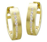 Boucles Doreilles Créoles Glamour Line En Zircone, Or 333, Bijoux Authentiques, Gdo5121y