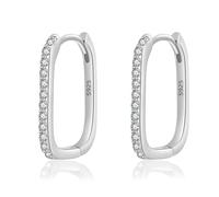Boucles D'oreilles Créoles Gothiques En Argent Sterling 925 Et Zircon Noir Géométrique Pour Femme, Bijoux Cadeau D'anniversaire Ou De Mariage