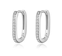 Boucles D'oreilles Créoles Gothiques Minimalistes En Argent Sterling 925 Avec Zircons Et Ellipses Géométriques Pour Femmes, Bijoux Fins De Fête