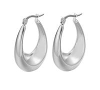 Boucles d'oreilles créoles grosses pour femmes et filles, boucles d'oreilles Huggie Hoops ovales épaisses plaqué or 14 carats, Piccolo, Acier inoxydable, Non applicable.